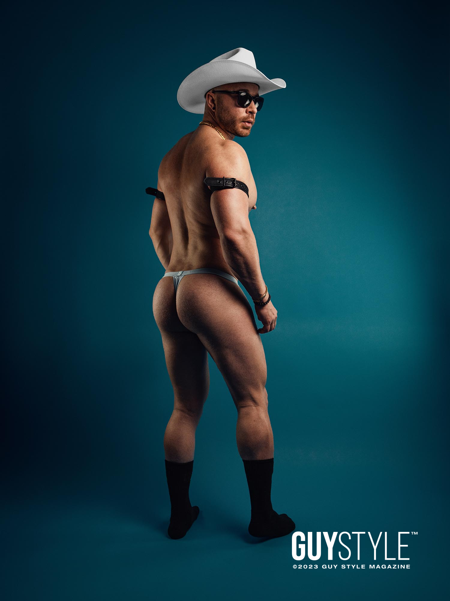 Teal Temptation – NYC Male Boudoir Experience Photoshoot by Male Boudoir Photographer Maxwell Alexander Starring Cocky Cowboy