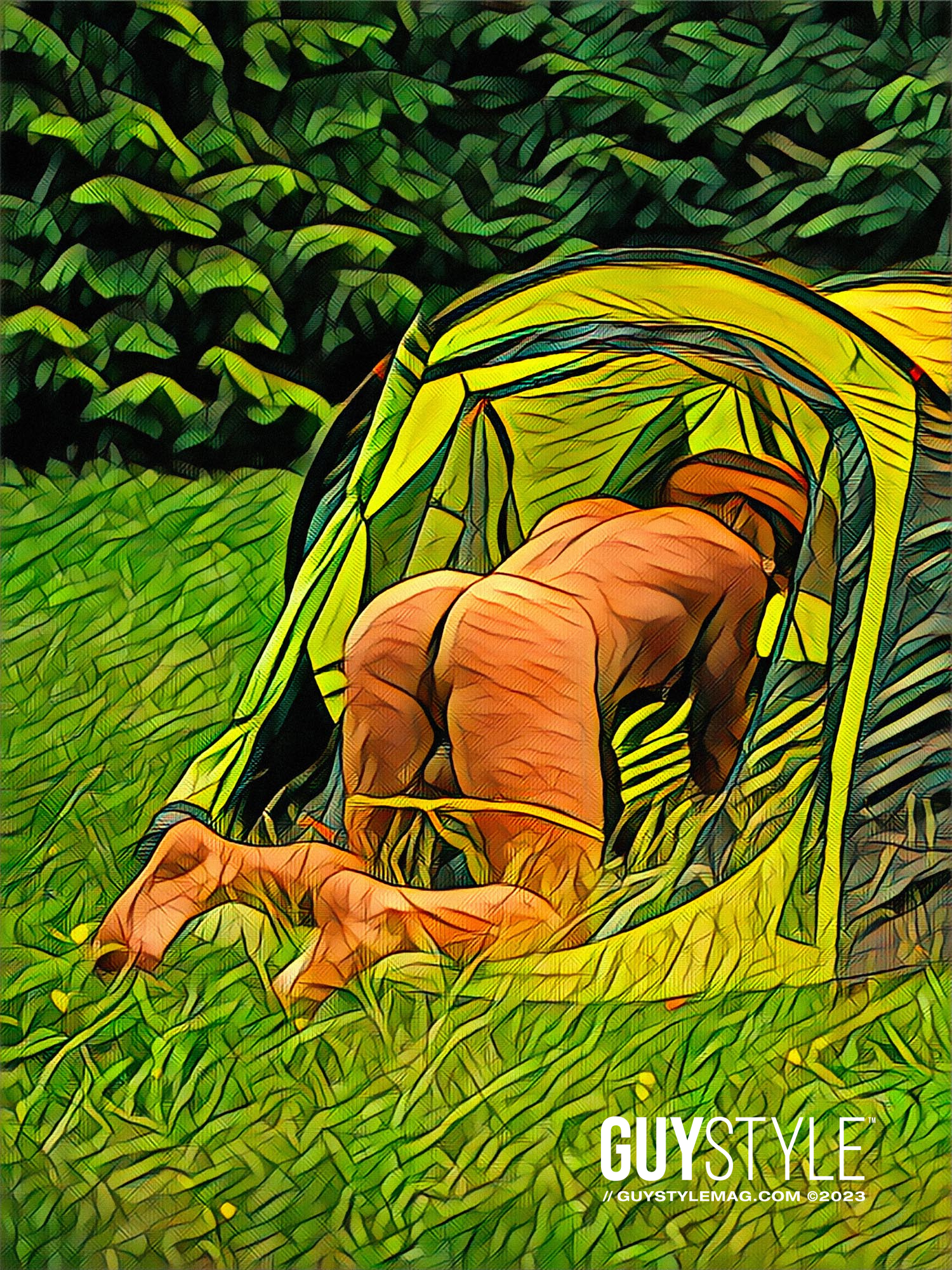 Summer Greens – Homoerotic Art Drop by Maxwell Alexander – Erotic Gay Art