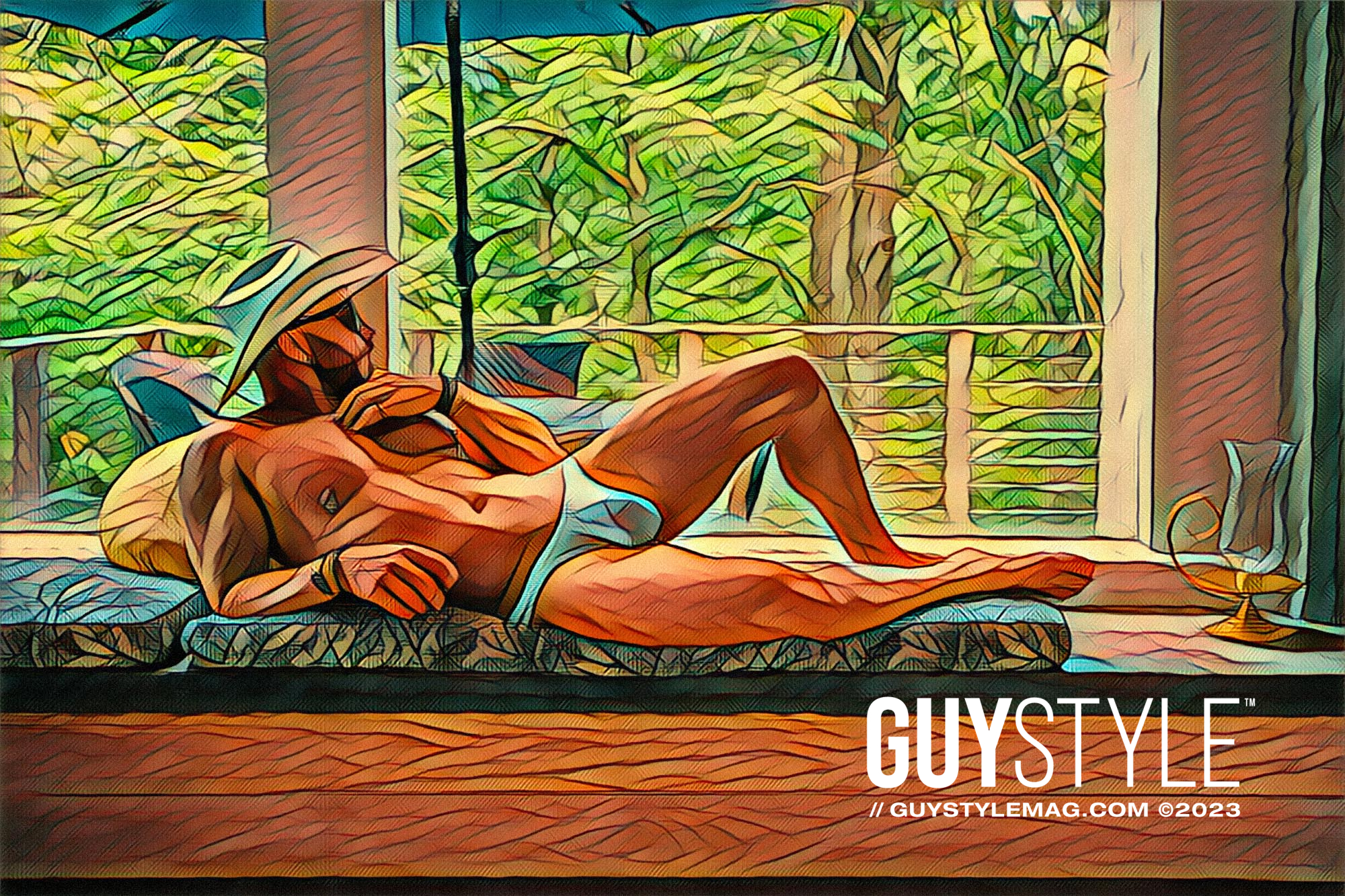 Summer Greens – Homoerotic Art Drop by Maxwell Alexander – Erotic Gay Art